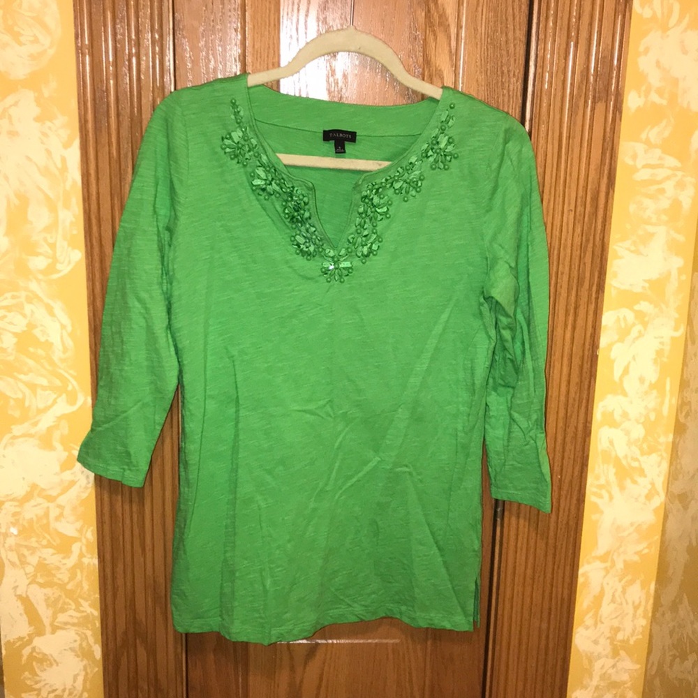 Talbots Embellished 3/4 sleeve top